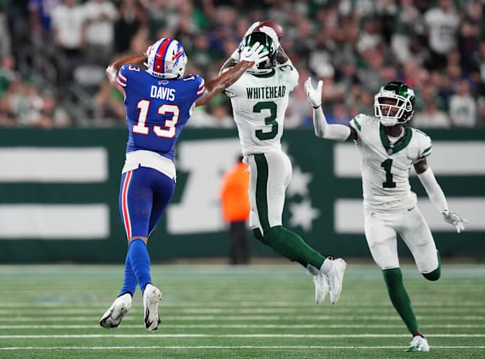 Jets' safety Jordan Whitehead makes his third INT of the game vs. the Bills